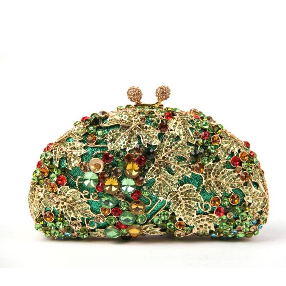 Jeweled CLUTCH purse with oak leaf design.  NWOT